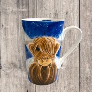 mcmoo blue highland cow mug