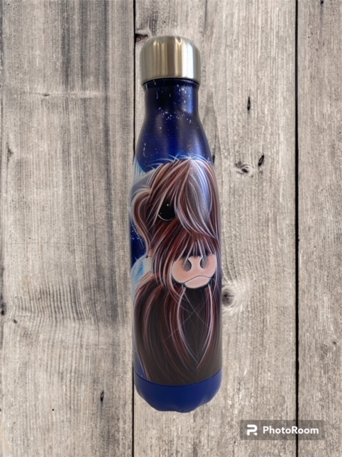 mcmoo highland cow water bottle