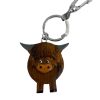 wooden highland cow keyring