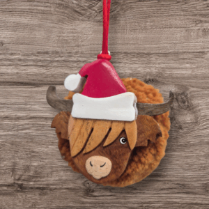 Highland Cow Pom Pom Santa