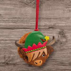Highland Cow Pom Pom Elf Decoration